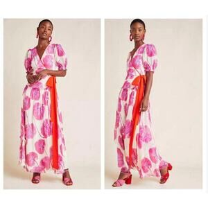 DVF Diane Von Furstenberg Breeze Kimla Wrap kimono Leaf floral dress s
